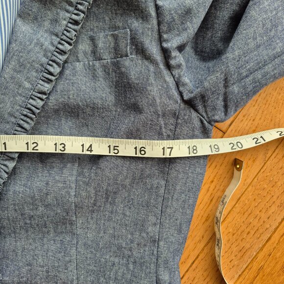 J.Crew REGENT Chambray Blazer Blue Ruffle 10 - Picture 12 of 15